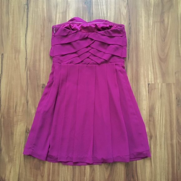 Strapless magenta purple pink pleated dress Express size 2 Y2K - Picture 5 of 7